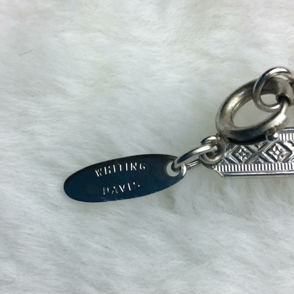 Vintage Whiting & Davis Signed Silver Tone Turquoise Pendant Necklace - Picture 4 of 7